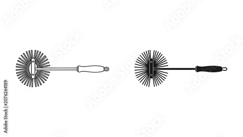 Fotografie Drain Brush Set: A pair of versatile drain cleaning brushes, one with a light-colored handle and the other with a dark handle, designed to tackle clogs and maintain clear pipes