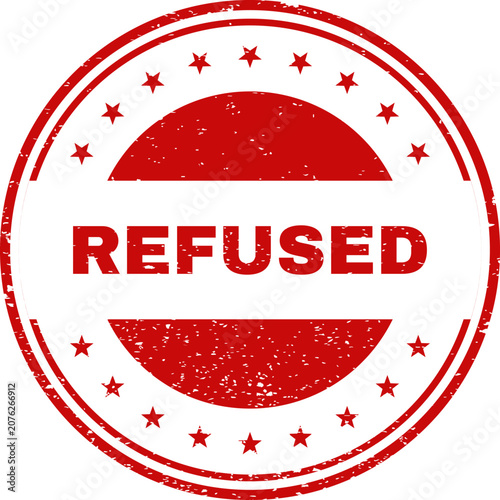 Fotografía Red refused stamp with stars and crescent shape border