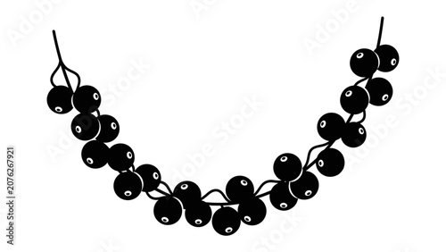 Canvas Print Black Elderberry Cluster: A stylized graphic illustration of a dark, drooping cluster of elderberries, showcasing their natural spherical form and clustered growth