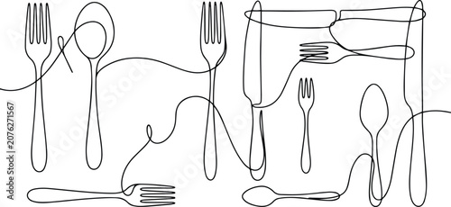Black and White Cartoon Ninja Cats Cooking in Kitchen Illustration
