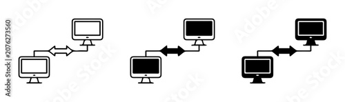 Computer Network Connection Icons, Data Transfer Symbols, Digital Communication Links