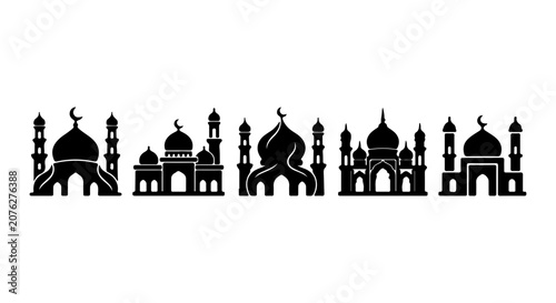 Foto Islamic Mosque Silhouettes, Architectural Landmarks, Religious Buildings, Cultur