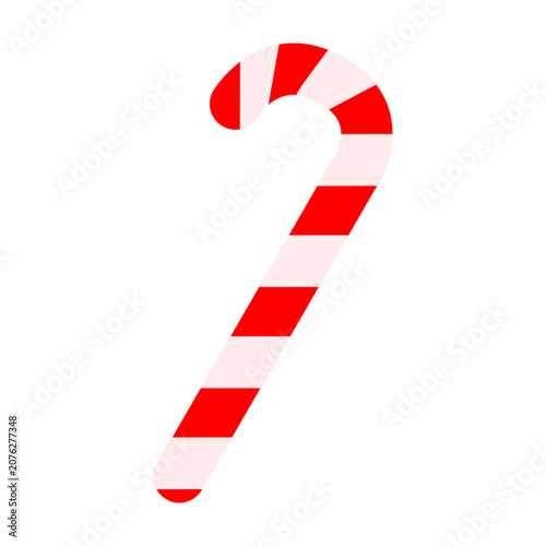Christmas candy cane vector illustration, red and white striped lollipop cartoon icon isolated, festive holiday sweet treat