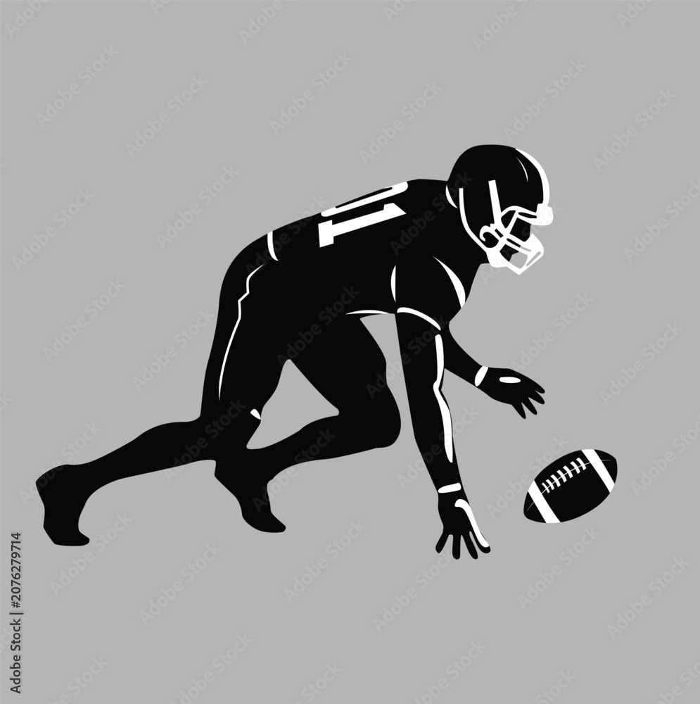 Obraz premium Abstract Football Player Running and Catching Ball Vector Illustration