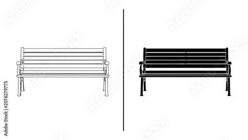 Bild auf Leinwand Contrasting Benches: A stark visual representation of contrast, featuring a white bench on one side and a black bench on the other, divided by a vertical line