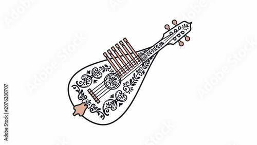 Traditional musical instrument with floral design.