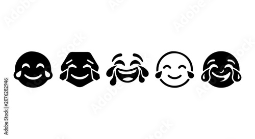 Cuadro en lienzo Laughing Emoji Icons, Joyful Faces Collection, Tears of Joy Symbols, Expressive