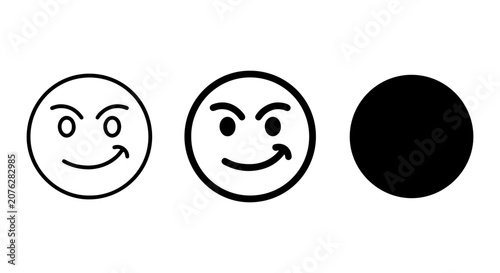 Photos Winking Face Emoticon Icons, Playful Smirk Emoji Vector Set, Black and White Sim