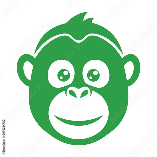 Canvas Print Green monkey face logo cartoon character