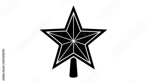 Geometric Star Icon: A bold black geometric star, representing a decorative element or symbol of achievement, stands against a clean backdrop.