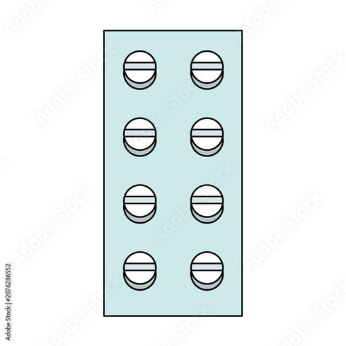 Medical Blister Pack Illustration with Round White Pills