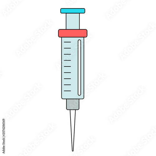 Flat Style Medical Syringe Vector Icon on White Background