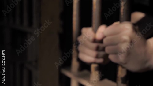 Hands Holding Jail Cell Bars Prison Detention Correctional Facility