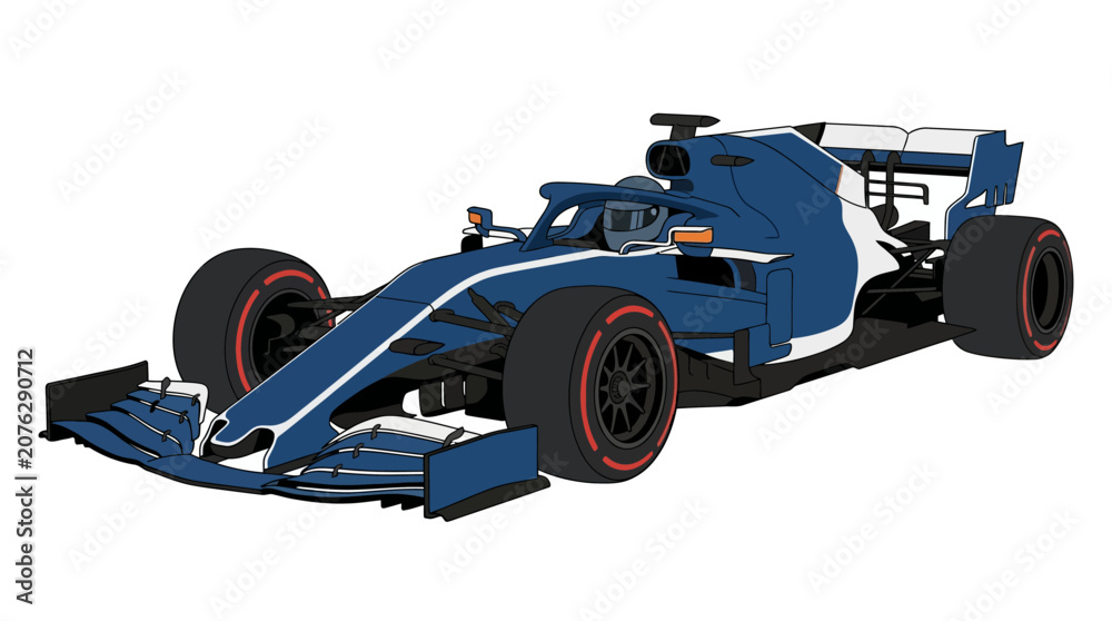 Obraz premium Blue white williams formula one racing car depicts speed, aerodynamics, performance. Suited for automotive, sports, and technology design projects.
