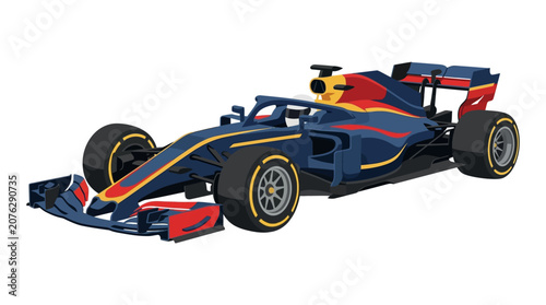 Fotografía Blue red yellow formula one race car graphic for sports enthusiasts, transportation companies, and automotive enthusiasts seeking aerodynamic machine inspiration