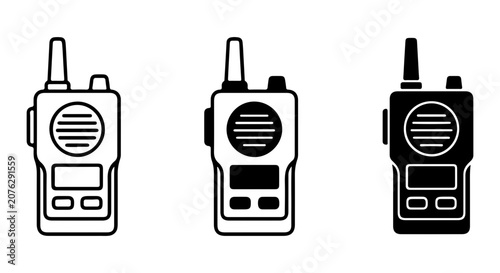 Obraz na plátně Walkie Talkie Icons, Portable Radio Set, Communication Device Vector Graphics