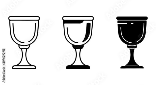 Bild auf Leinwand Goblet Icons Set, Chalice Vector Graphics, Wine Cup Illustrations, Holy Grail Sy