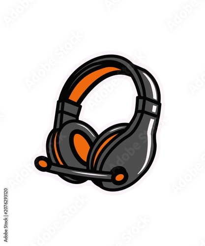 orange headphones isolated on white