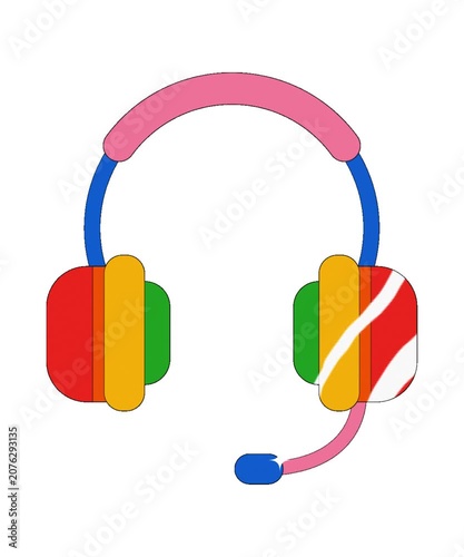 colorful headphones isolated on white background