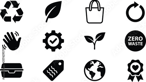 Collection Of Environmental Icons On A White Background