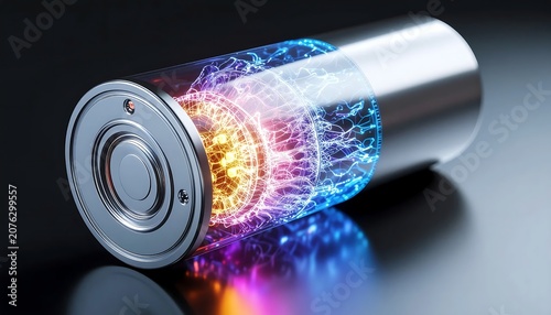 Abstract energy explosion from metallic cylinder.