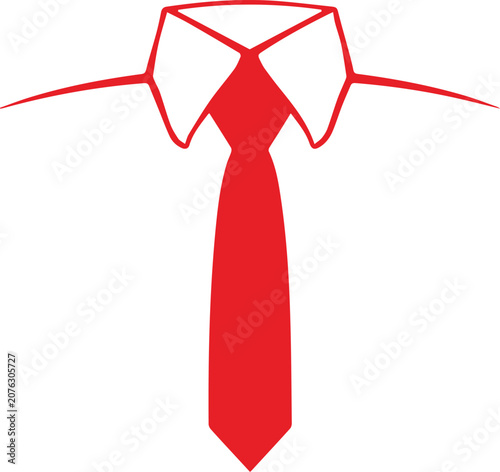 Red necktie and white collar.