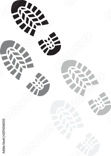 Footprints in various gray shades.