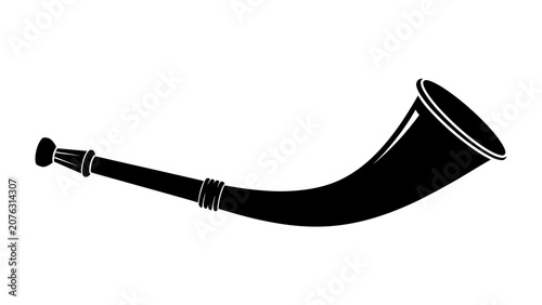 Foto Hunting Horn Silhouette: A classic hunting horn, depicted in a stark black silhouette, ready to sound the call for adventure and tradition