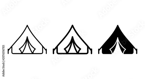 Foto Camping Tent Icons, Outdoor Shelter Vector Graphics, Glamping Symbols, Adventure