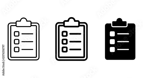 Clipboard Icons Set: Checklist, To-Do List, Task Management Vector Graphics