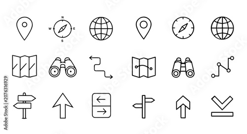 Tableau sur toile Location line icon set