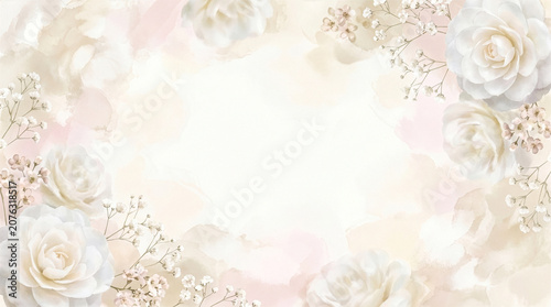 Elegant Ivory Camellia Floral Background with Soft Copy Space