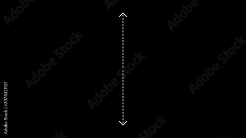 White Dashed Double Arrow Vertical, Motion Graphics Interface HUD Overlay Alpha Loop