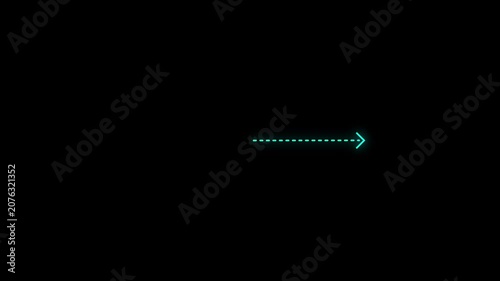 Minimalist Cyan Dashed Arrow Pointing Right, Motion Graphics Interface Element Overlay Alpha Loop