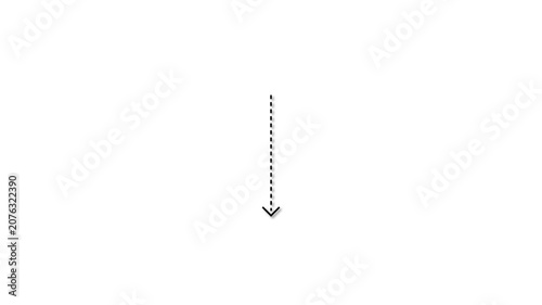 Minimalist Black Dashed Arrow Pointing Down, Motion Graphics Interface Element Overlay Alpha Loops