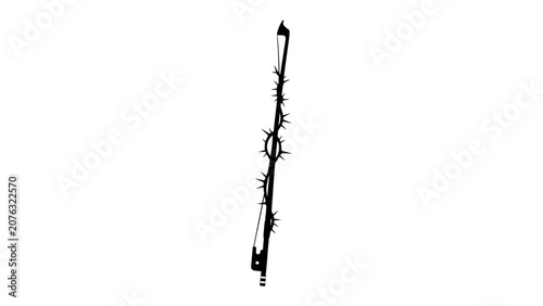 Bild auf Leinwand Barbed Wire Spike: A sharp, menacing barbed wire spike juts upwards, casting a stark shadow, symbolizing barriers and danger