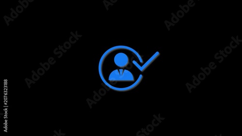Blue User Profile Account Approved Checkmark Icon, Motion Graphics Interface Element Loop