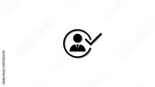 Black User Profile Account Approved Checkmark Icon, Motion Graphics Interface Element Loop