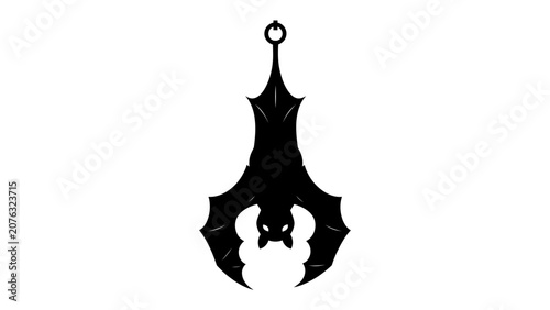 Photos Bat Silhouette Charm: A striking black silhouette of a bat, with wings spread in flight and fangs bared, hangs as a mysterious charm, evoking a sense of gothic allure and nocturnal adventure