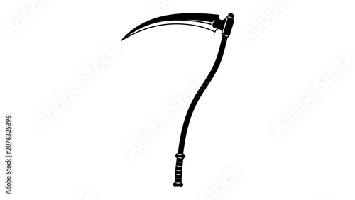 Foto Symbol of Fate: A striking silhouette of a scythe, a timeless symbol of death and the passage of time, presented as a graphic element