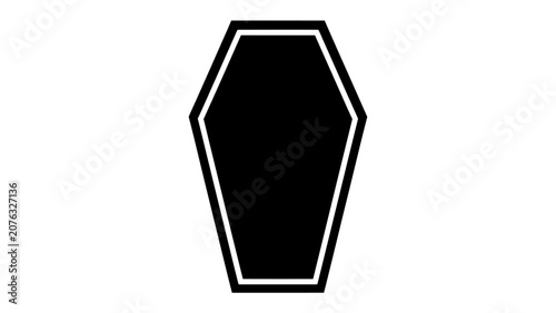 Tablou pe pânză Black Coffin Silhouette: A stark and minimalist graphic of a black coffin, outlined with a clean white border, conveying themes of mortality and finality