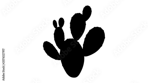 Vászonkép Cactus Silhouette: A stark black silhouette of a prickly pear cactus, its segmented pads and small buds clearly defined, stands as a symbol of arid landscapes