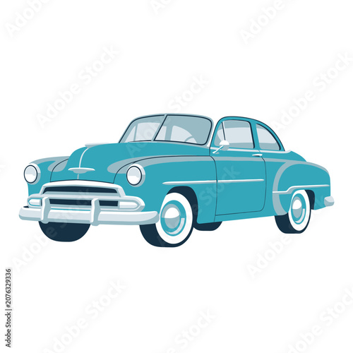 Retro Turquoise Classic American Car - Vintage Automobile