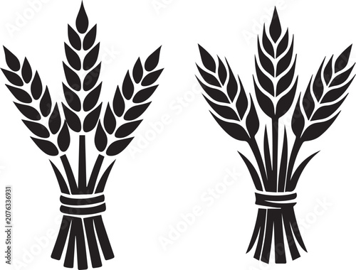Two bundles of wheat ears symbol illustration Vector