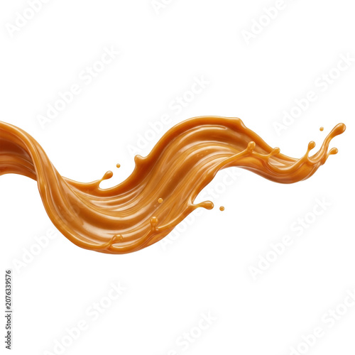 Caramel splash isolated on transparent background PNG image