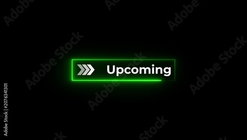 Neon Green Upcoming Title Banner Animation on Black Background Loop.4k video