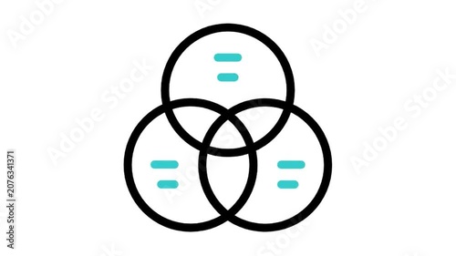 Animated Venn Diagram Circles Data Connection Line Icon (Use Multiply Blend Mode)