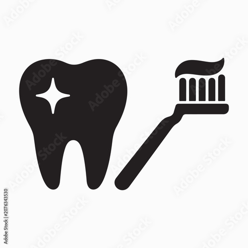 Tooth and Toothbrush Vector Icon Set