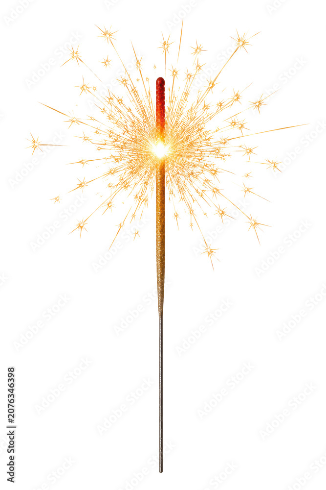 Fototapeta premium Sparkler firework isolated on white, png transparent background.