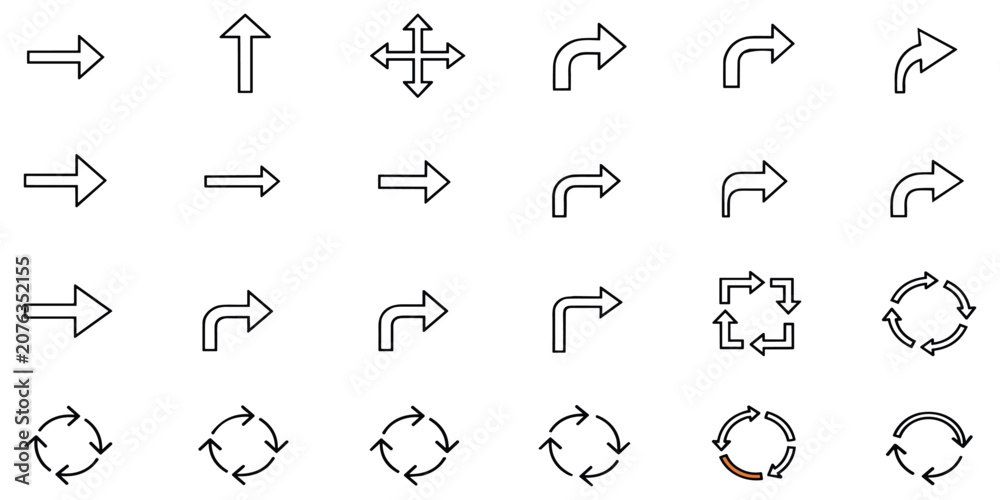 Fototapeta premium Collection of modern arrow icons for user interface design and navigation elements